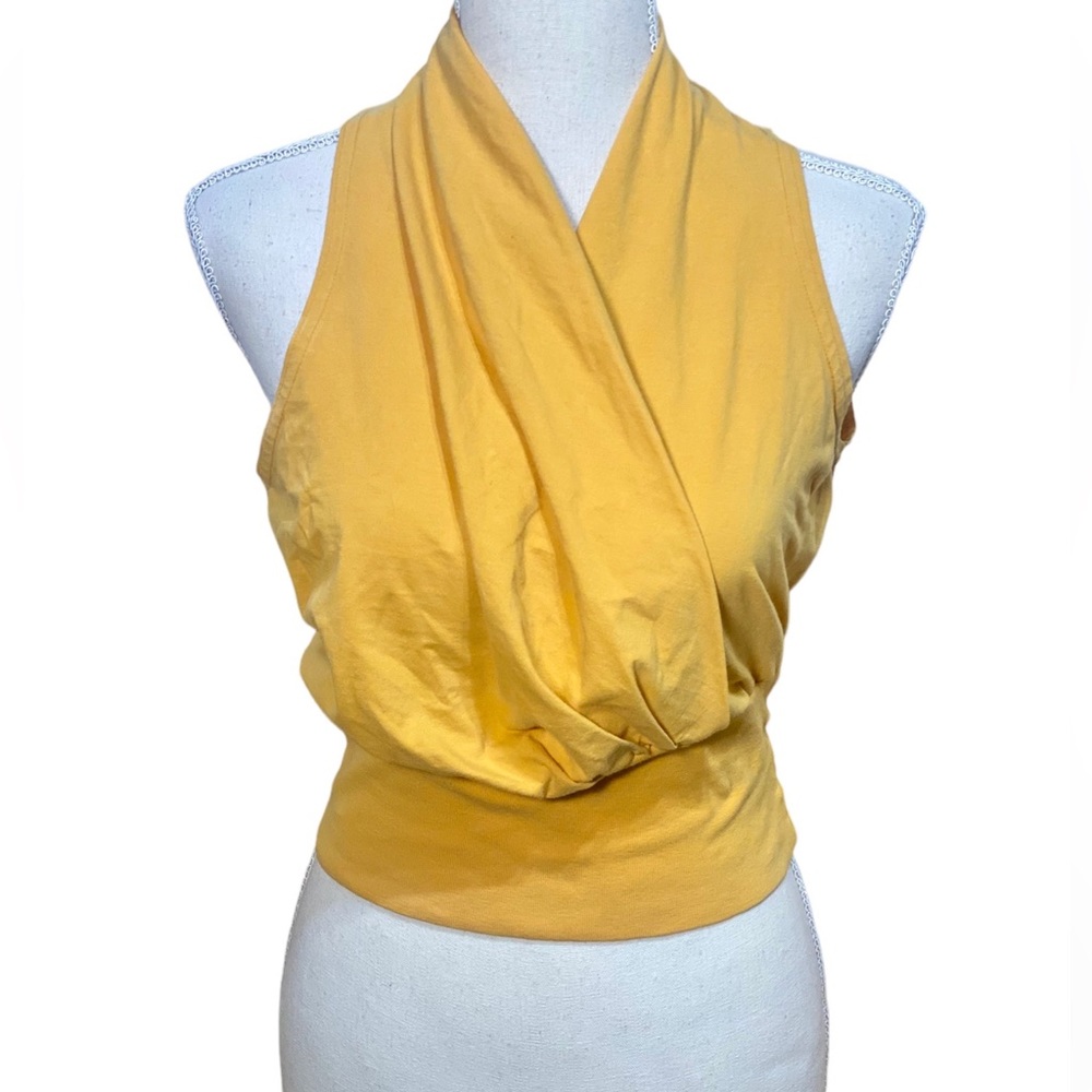 Vintage Cool Wear Yellow Wrap Top Made in USA Size Large